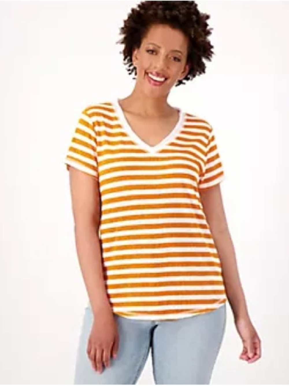 ❗Ladies Candace Cameron Bure Striped V-neck Tee Size Small ❗